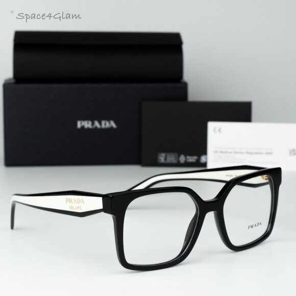 Prada Men Eyeglasses Black Demo Square PRB03V 16K1O1 NEW AUTHENTIC - Picture 3 of 8
